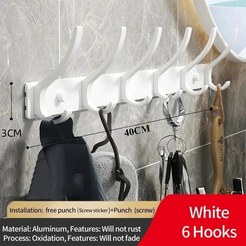 Foldable Wall Hook Rack 6 Hook Coat & Towel Hanger for Bathroom or Kitchen