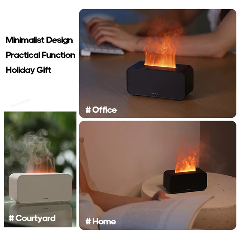 Flame Aroma Diffuser Ultrasonic Cool Mist Essential Oil Diffuser with LED Flame Effect