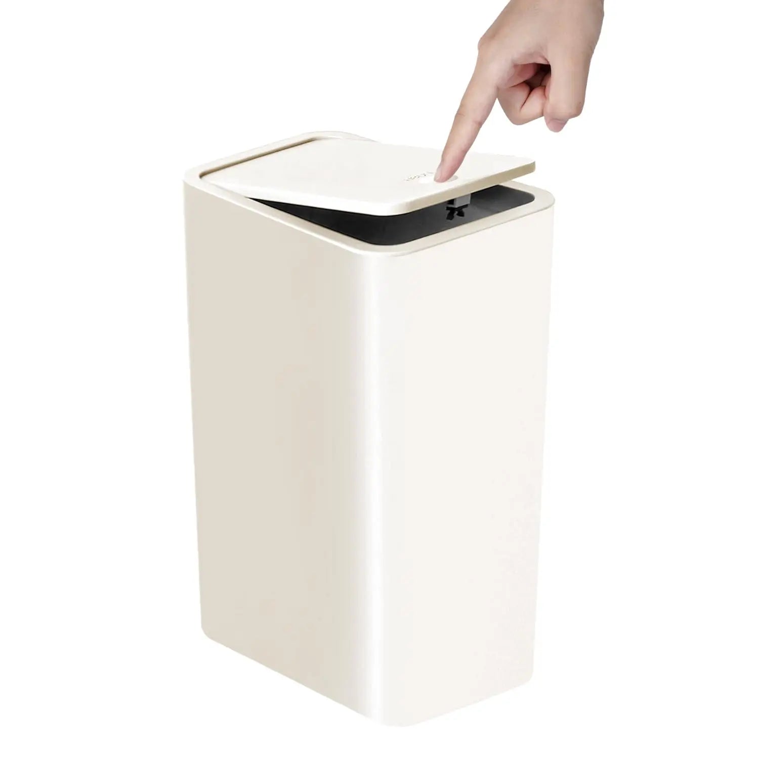 10L Press-Top Bathroom Trash Can Slim Pop-Up Lid Wastebasket for Bedroom & Living Room