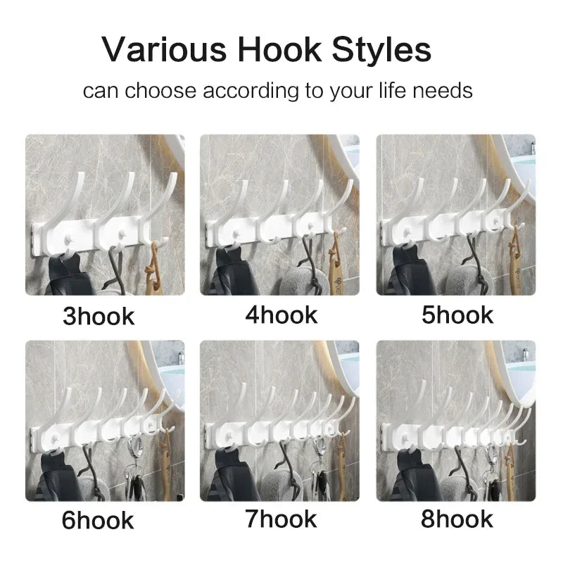 Foldable Wall Hook Rack 6 Hook Coat & Towel Hanger for Bathroom or Kitchen