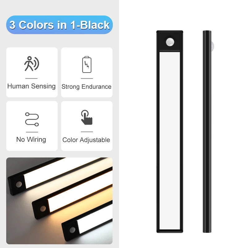 Glow Strip Closet Light Rechargeable Motion Sensor LED, 3 Colors