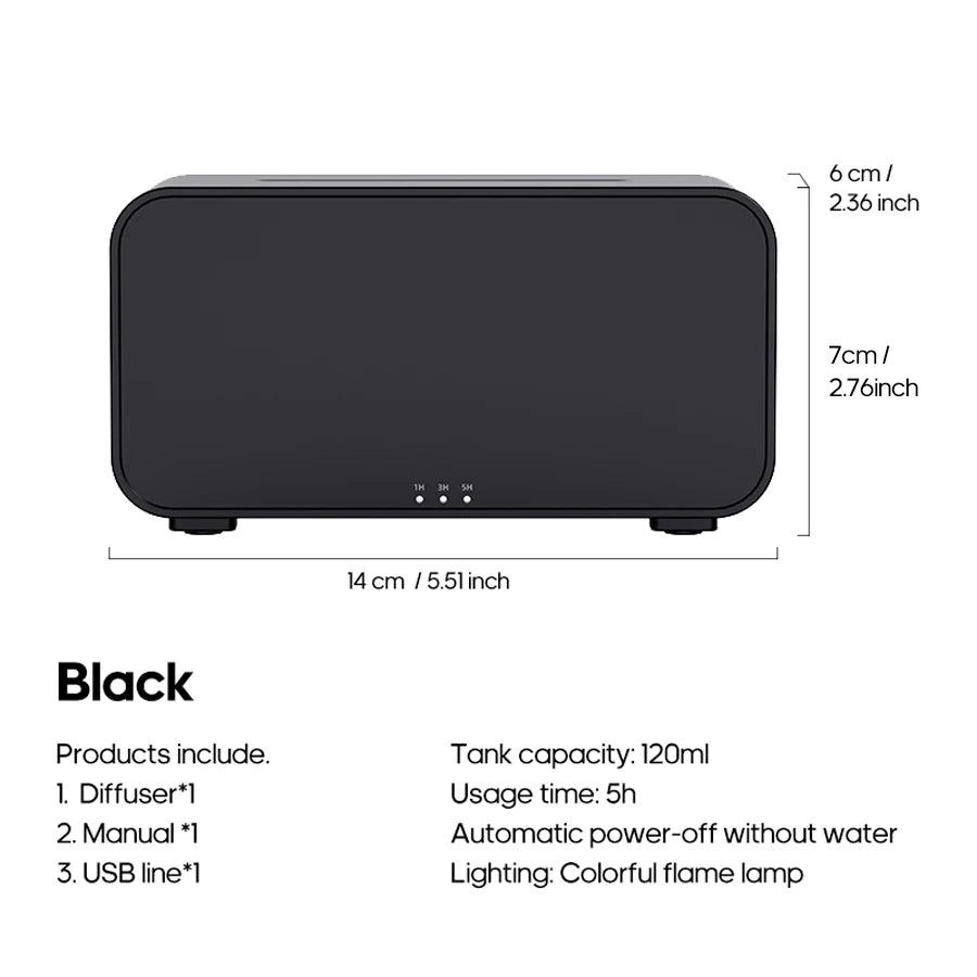 Flame Aroma Diffuser Ultrasonic Cool Mist Essential Oil Diffuser with LED Flame Effect