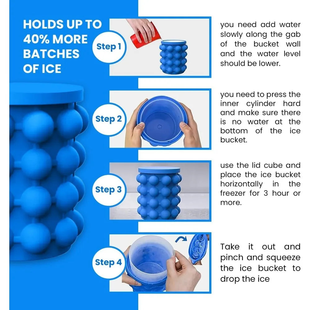 2-in-1 Silicone Ice Bucket & Ice Cube Mold Portable Drink Maker