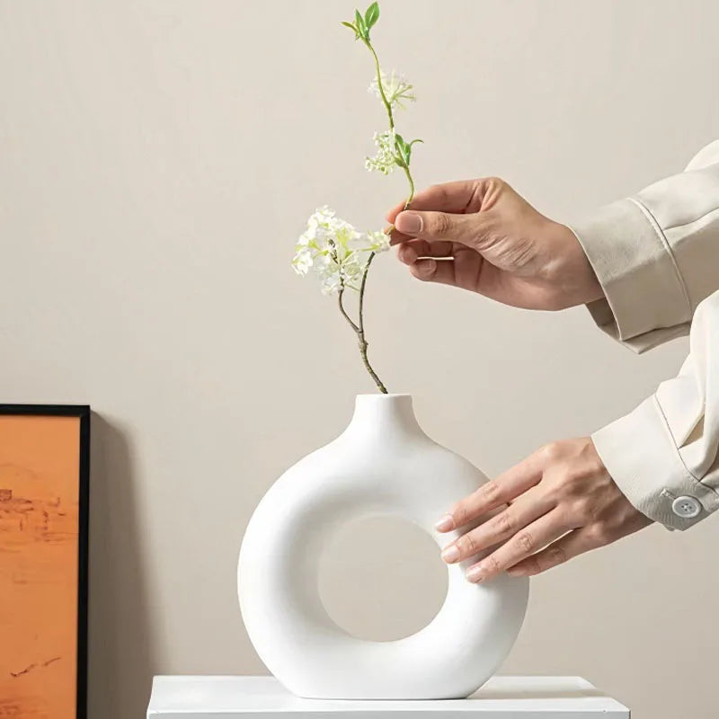 Minimalist Donut Vase Modern Ceramic Flower Pot