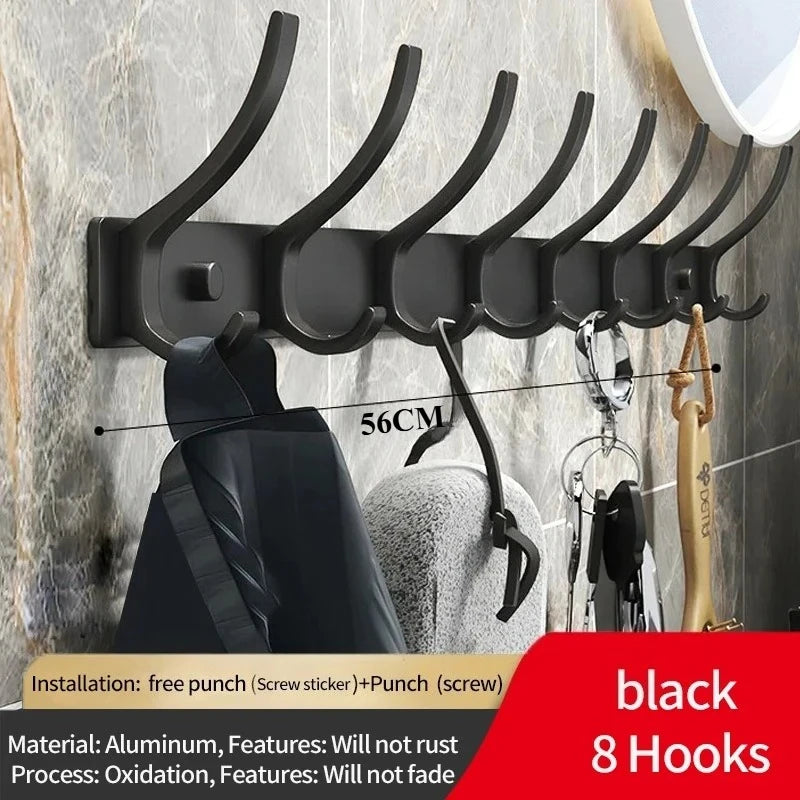 Foldable Wall Hook Rack 6 Hook Coat & Towel Hanger for Bathroom or Kitchen