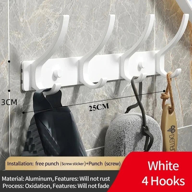 Foldable Wall Hook Rack 6 Hook Coat & Towel Hanger for Bathroom or Kitchen