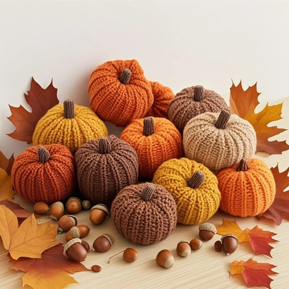 Crochet Pumpkin Ornaments Set Handmade Knitted Fall Pumpkin Decor for Halloween Thanksgiving Table Centerpiece Home Decoration
