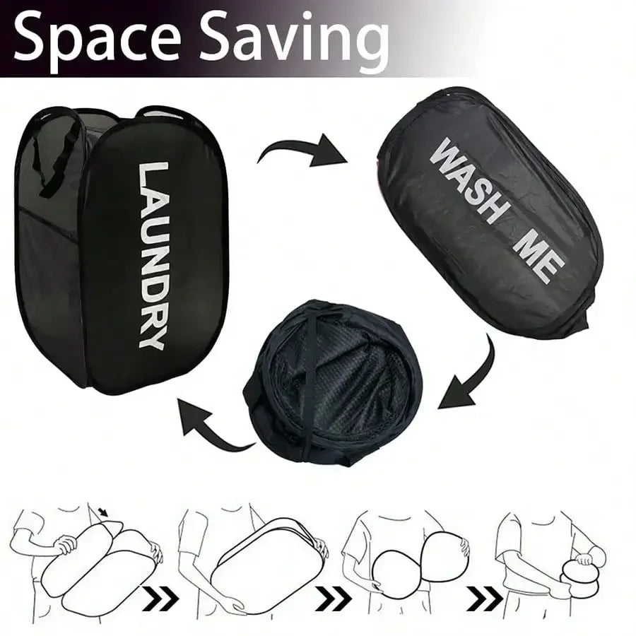 Collapsible Pop-Up Laundry Hamper Portable Mesh Basket for Bedroom, Dorm & Travel