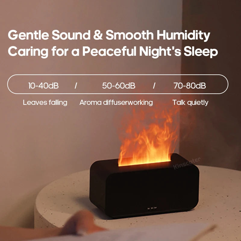 Flame Aroma Diffuser Ultrasonic Cool Mist Essential Oil Diffuser with LED Flame Effect