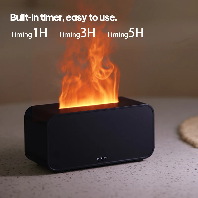 Flame Aroma Diffuser Ultrasonic Cool Mist Essential Oil Diffuser with LED Flame Effect